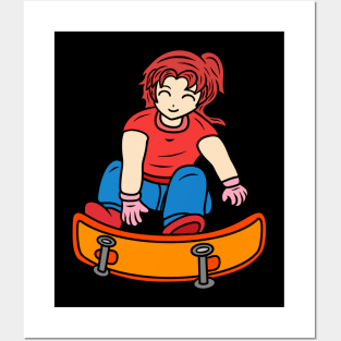 Cute skateboard girl Posters and Art